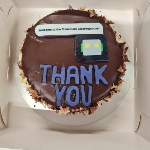 A cake with the robot I designed for the chatbot