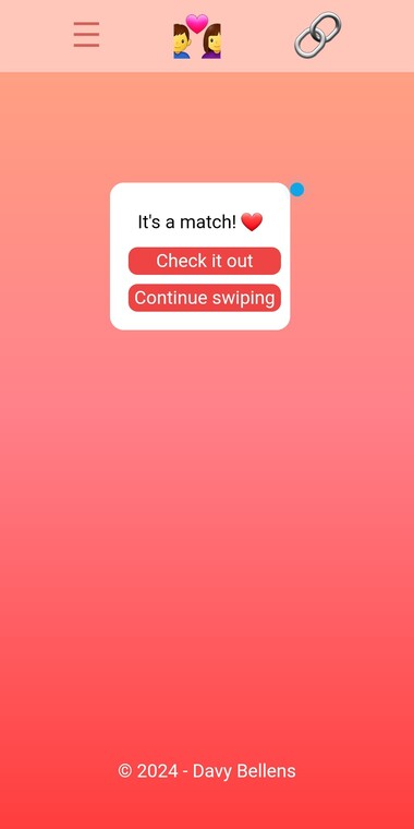 The screen you see when you get a match