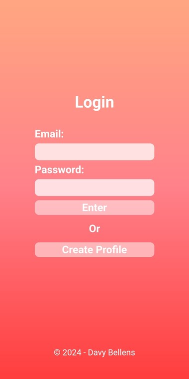The login screen of the dating app